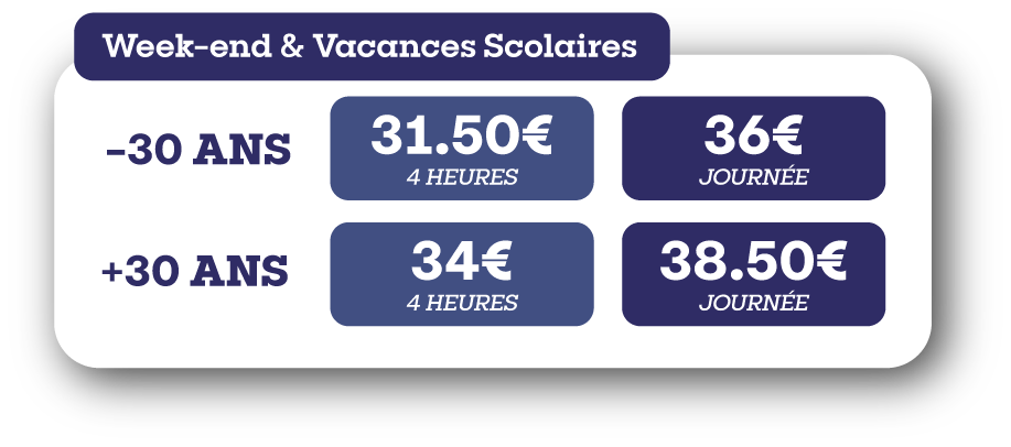 Tarifs week-end et vacances scolaires aux 7 Laux